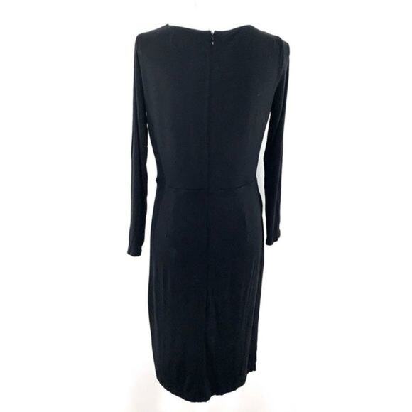 LOFT Tall Surplice Jersey 3/4‎ Dress Size MT Black Knee Length - Picture 5 of 6